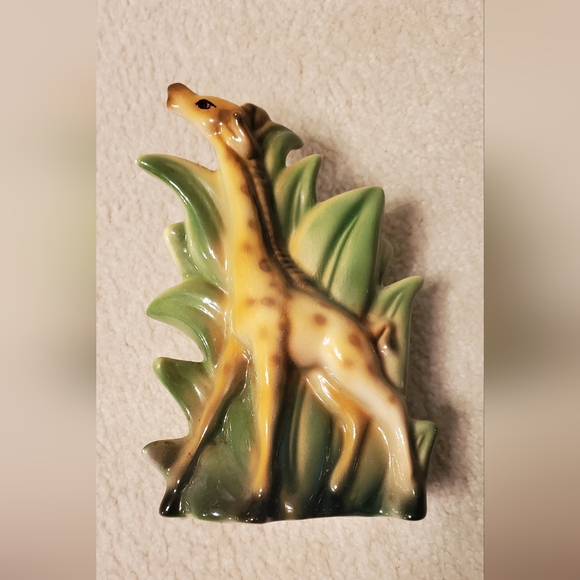 Vintage Giraffe with 🌴 Tropical Palm Ceramic Planter & Vase - Picture 4 of 16